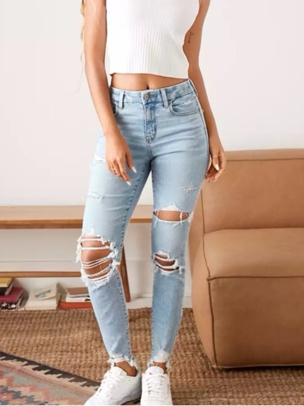 American eagle next level curvy high-waisted Jegging skinny jeans destroyed 4R